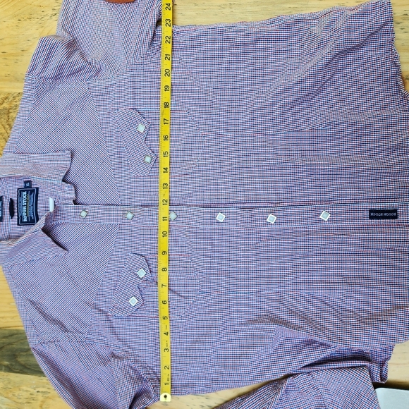 Rough Stock Western Shirt XL Red Blue Plaid Pearlized Snaps USA Patriotic EUC - Picture 10 of 13